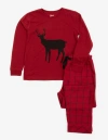Leveret Kids Flannel Printed Holiday Pajama Set In Red