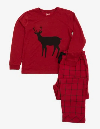 Leveret Kids Flannel Printed Holiday Pajama Set In Red