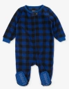 Leveret Kids Fleece Footed Printed Holiday Pajamas In Blue