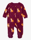 Leveret Kids Fleece Footed Printed Holiday Pajamas In Burgundy