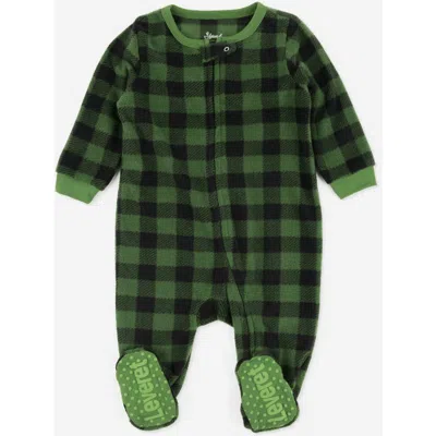 Leveret Kids Fleece Footed Printed Holiday Pajamas In Green