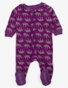 Leveret Kids Fleece Footed Printed Holiday Pajamas In Purple