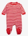 Leveret Kids Fleece Footed Printed Holiday Pajamas In Red