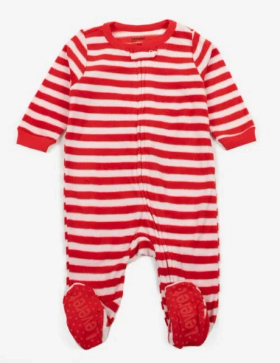 Leveret Kids Fleece Footed Printed Holiday Pajamas In Red