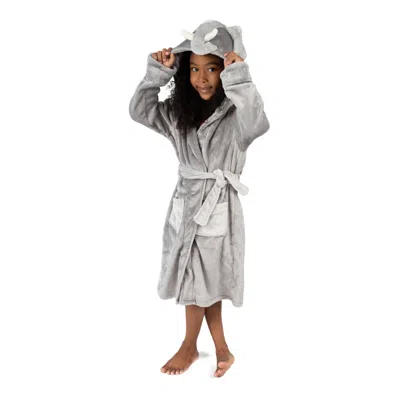 Leveret Kids Fleece Hooded Robe Elephant In Grey