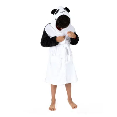 Leveret Kids Fleece Hooded Robe Panda In White