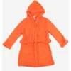 Leveret Kids Fleece Hooded Robe, Solid Colors In Orange