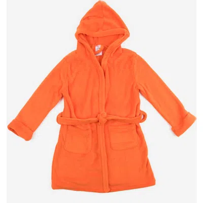 Leveret Kids Fleece Hooded Robe, Solid Colors In Orange