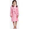 Leveret Kids Fleece Hooded Robe, Solid Colors In Pink