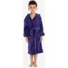 Leveret Kids Fleece Hooded Robe, Solid Colors In Purple