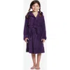 Leveret Kids Fleece Hooded Robe, Solid Colors In Purple