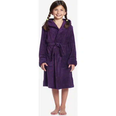 Leveret Kids Fleece Hooded Robe, Solid Colors In Purple