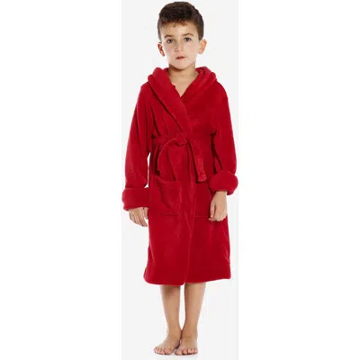 Leveret Kids Fleece Hooded Robe, Solid Colors In Red