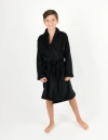 Leveret Kids Fleece Robe, Shawl Collar, Solid Colors In Black