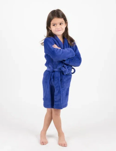 Leveret Kids Fleece Robe, Shawl Collar, Solid Colors In Blue