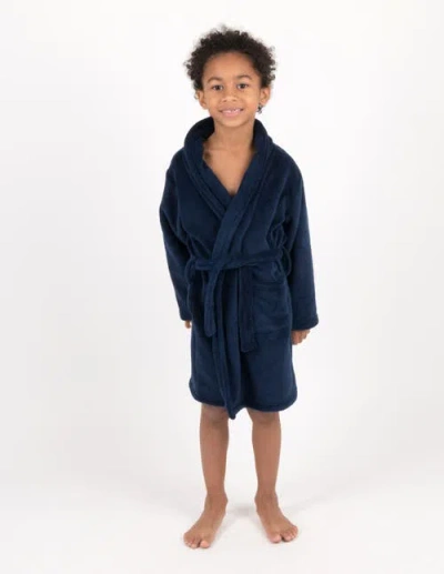 Leveret Kids Fleece Robe, Shawl Collar, Solid Colors In Blue