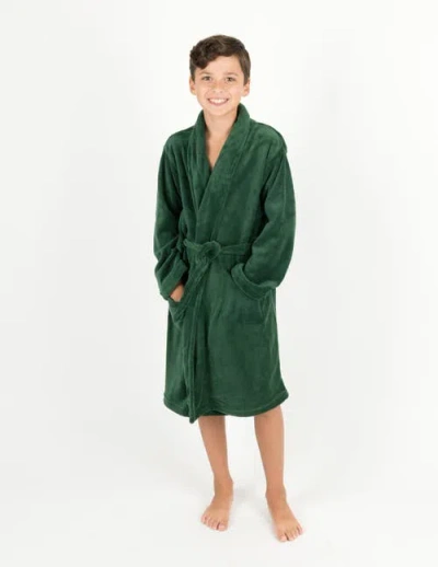 Leveret Kids Fleece Robe, Shawl Collar, Solid Colors In Green