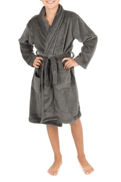 Leveret Kids Fleece Robe, Shawl Collar, Solid Colors In Gray