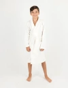 Leveret Kids Fleece Robe, Shawl Collar, Solid Colors In White