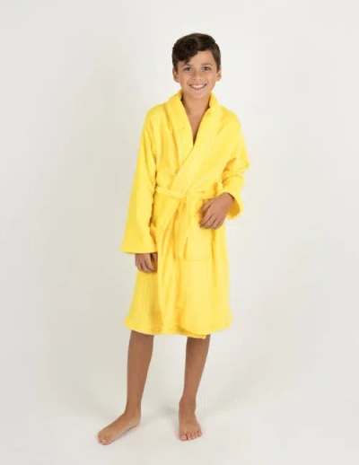 Leveret Kids Fleece Robe, Shawl Collar, Solid Colors In Yellow
