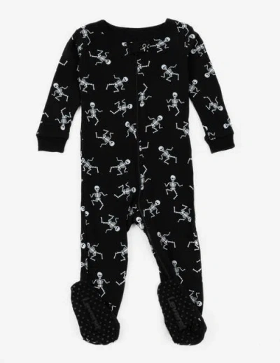Leveret Kids Footed Cotton Halloween Matching Family Pajamas, Fun Prints In Black
