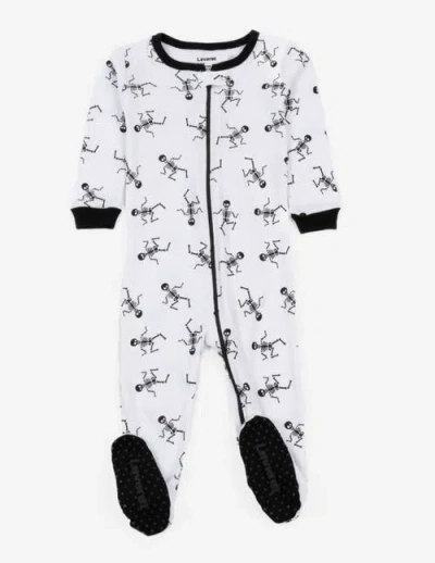 Leveret Kids Footed Cotton Halloween Matching Family Pajamas, Fun Prints In White