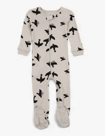 Leveret Kids Footed Cotton Matching Family Pajamas, Nature & Water Prints In Gray
