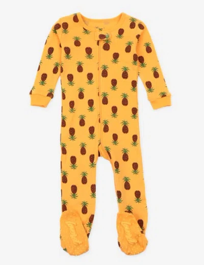 Leveret Kids Footed Cotton Matching Family Pajamas, Nature & Water Prints In Yellow
