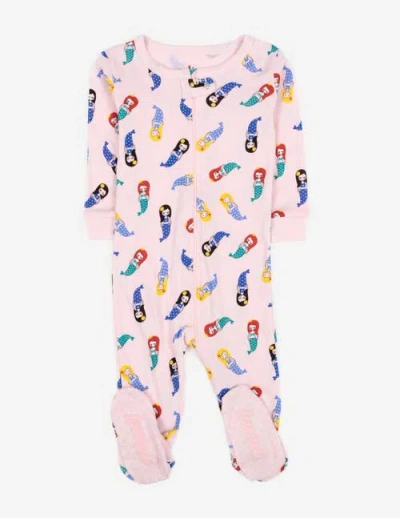 Leveret Kids Footed Cotton Matching Family Pajamas, Whimsy & Fantasy Prints In Pink