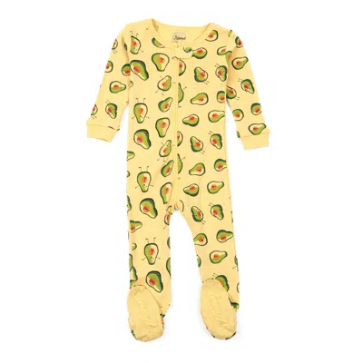 Leveret Kids Footed Cotton Pajamas Avocado In Green