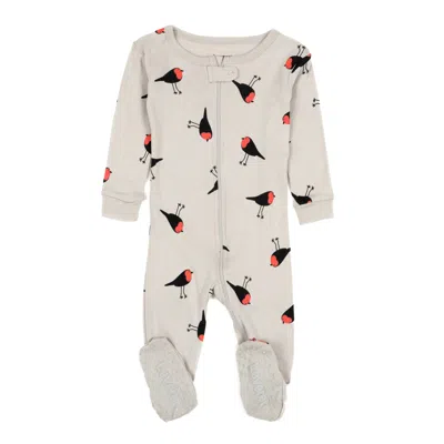 Leveret Kids Footed Cotton Pajamas Birds In Multi