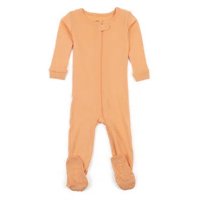 Leveret Kids Footed Cotton Pajamas Boho Solid Color In Pink