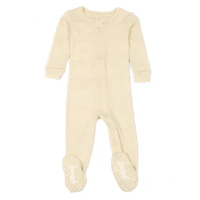 Leveret Babies' Kids Footed Cotton Pajamas Boho Solid Color In White