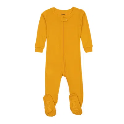 Leveret Kids Footed Cotton Pajamas Boho Solid Color In Yellow