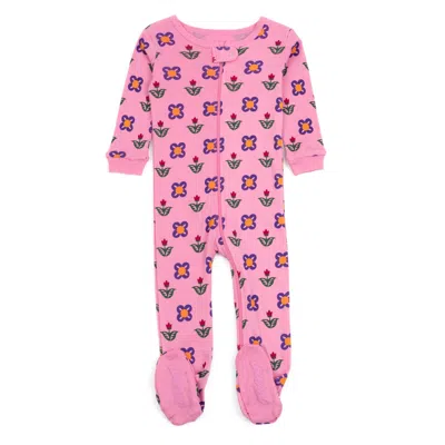 Leveret Kids Footed Cotton Pajamas Flower Pot In Multi