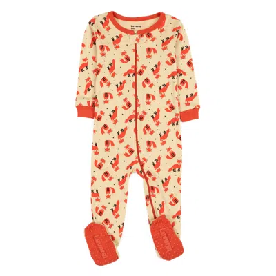 Leveret Kids Footed Cotton Pajamas Fox In Orange