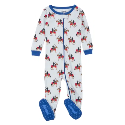 Leveret Kids Footed Cotton Pajamas Knights In Multi