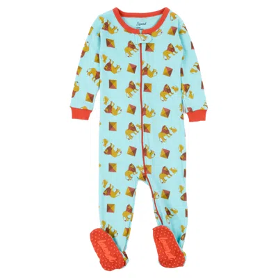 Leveret Kids Footed Cotton Pajamas Lion In Multi