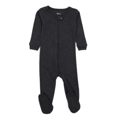 Leveret Babies' Kids Footed Cotton Pajamas Neutral Solid Color In Grey