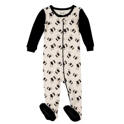 Leveret Kids Footed Cotton Pajamas Panda In Multi