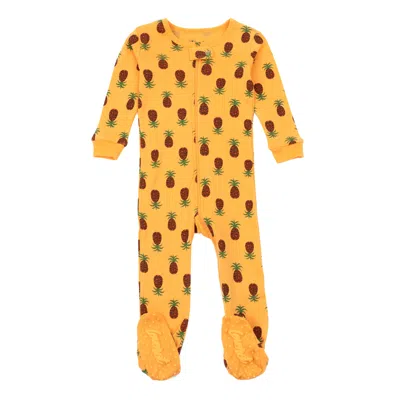Leveret Kids Footed Cotton Pajamas Pineapple In Yellow