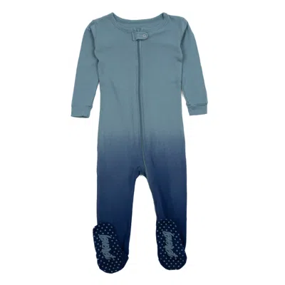 Leveret Kids Footed Cotton Pajamas Tie Dye Boys In Blue