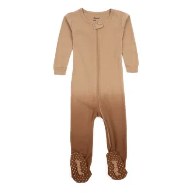 Leveret Kids Footed Cotton Pajamas Tie Dye Girls In Beige