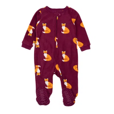 Leveret Babies' Kids Footed Fleece Pajamas Fox In Red
