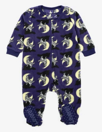 Leveret Kids Footed Fleece Printed Matching Family Holiday Pajamas In Blue
