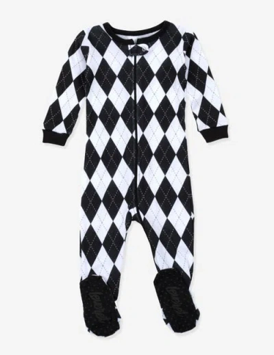 Leveret Kids Footed Printed Cotton Matching Family Holiday Pajamas, Argyles & Holiday Prints In Black