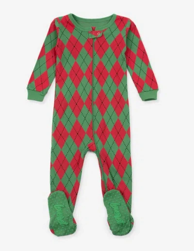 Leveret Kids Footed Printed Cotton Matching Family Holiday Pajamas, Argyles & Holiday Prints In Multi
