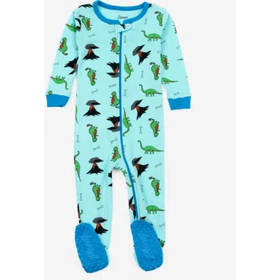 Leveret Kids Footed Printed Cotton Matching Family Pajamas, Coordinated Prints In Blue