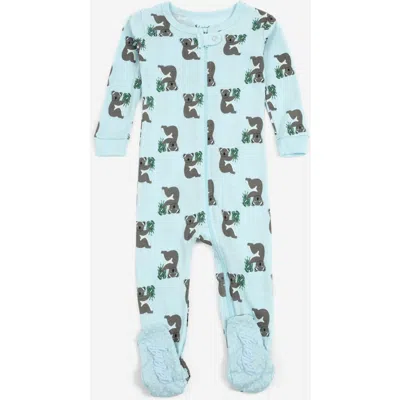 Leveret Kids Footed Printed Cotton Matching Family Pajamas, Coordinated Prints In Blue