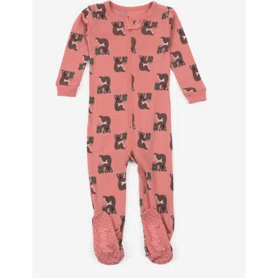 Leveret Kids Footed Printed Cotton Matching Family Pajamas, Coordinated Prints In Orange